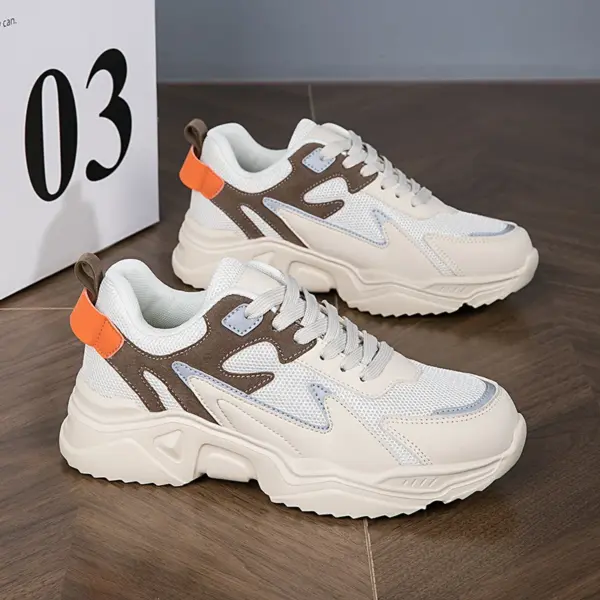 New White High Heels Sneakers Women's Chunky Shoes Wedge Sports Pink Platform Tennis Female Spring Autumn Thick Soled Footwear