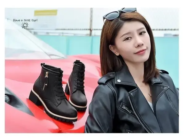 Women Ankle Boots 2025 New Design Round Toe Fashion Martin Boots Trend Thick Heels Boots Women Shoes