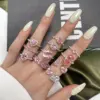 Dylam Luxury Wedding Zirconia Gemstone Jewelry Plated Rhodium Pink Diamond Heart-Shaped Engagement 925 Sterling Silver Rings