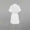 OOTN A-line Dress Women's Clothing 2024 New Dress Women's Summer Short Sleeved Lapel Shirt Streetwear Dresses White