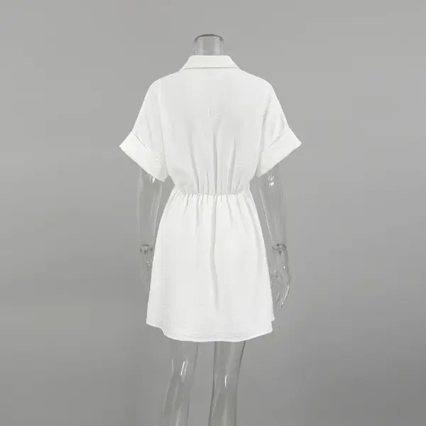 OOTN A-line Dress Women's Clothing 2024 New Dress Women's Summer Short Sleeved Lapel Shirt Streetwear Dresses White