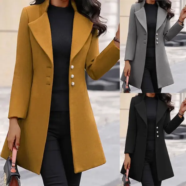 SM1042 Custom LOGO Mid-length Korean Version Wool Lapel Thin Winter Coat Solid Color Slim Ladies Woolen Coats for Women