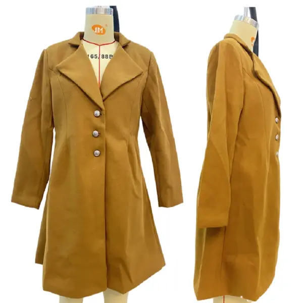 SM1042 Custom LOGO Mid-length Korean Version Wool Lapel Thin Winter Coat Solid Color Slim Ladies Woolen Coats for Women