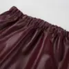 OOTN Autumn Winter Burgundy Ladies Jacket Leather Lapel Warm Coat Fashion Women Simple Burgundy PU Jacket Coat With Zip