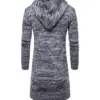 New Style Wholesale Knitted  Fashion Men's Long Sleeves Knitwear Coat Autumn Winter Long Length Cardigan Hoodie Sweater