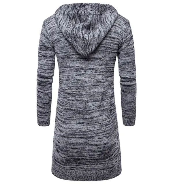 New Style Wholesale Knitted  Fashion Men's Long Sleeves Knitwear Coat Autumn Winter Long Length Cardigan Hoodie Sweater