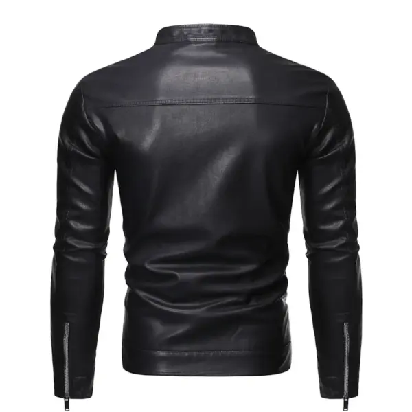 High Quality Classic Biker Motorcycle Pu Faux Blazer Slim Fit Windproof Black Leather Jacket for Mens Chaqueta De Cuero