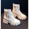 YiXin Fall Winter Boots for Women 2022 Thickened Warm Soft Plain Color Leather Boots Women Shoes