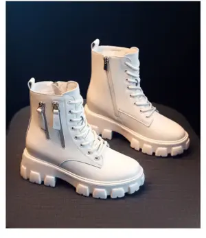 YiXin Fall Winter Boots for Women 2022 Thickened Warm Soft Plain Color Leather Boots Women Shoes