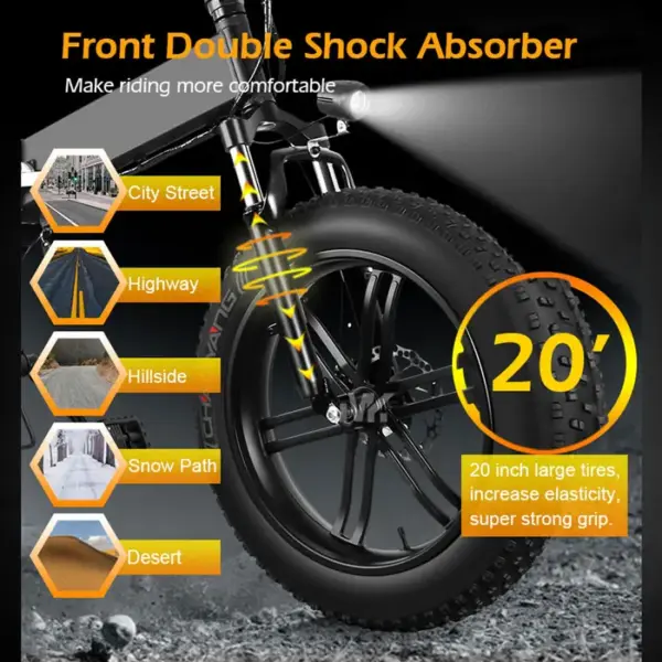 MK011 48V 750W 20 Inch 15 Mph US EU Warehouse Full Suspension Folding Fat Tire E Bike Ebike Fatbike Electric Bicycle