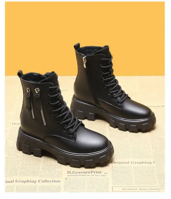YiXin Fall Winter Boots for Women 2022 Thickened Warm Soft Plain Color Leather Boots Women Shoes