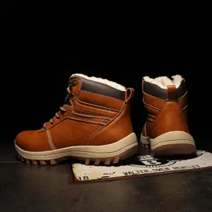 Dropshipping Custom Logo Men's Snow Boots Warm Ankle-Height Winter Shoes Thermal and Waterproof Size 36-48 Slip Resistant