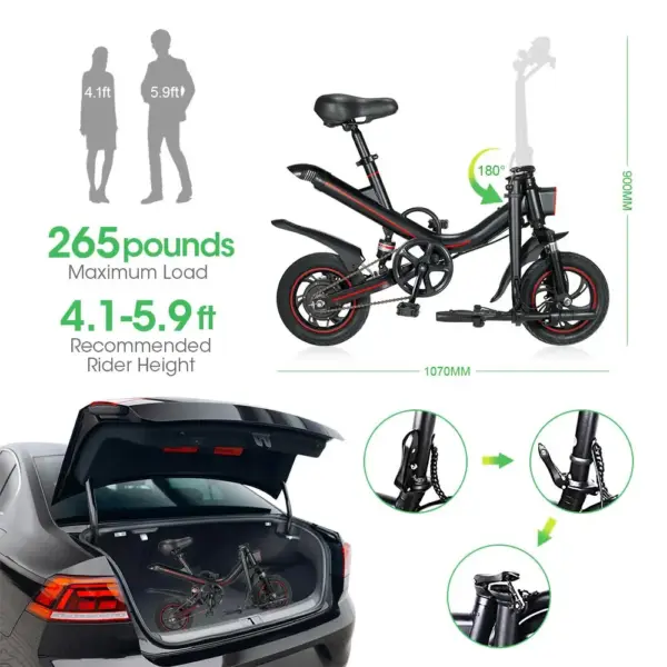 Cyclebike Electric Bicycle Foldable Bike 350W Folding Electric Bicycle With 36V 7.5AH Battery