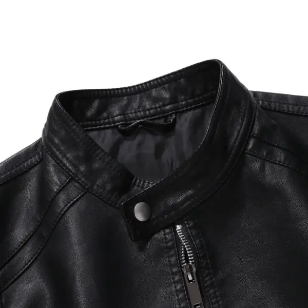 High Quality Classic Biker Motorcycle Pu Faux Blazer Slim Fit Windproof Black Leather Jacket for Mens Chaqueta De Cuero