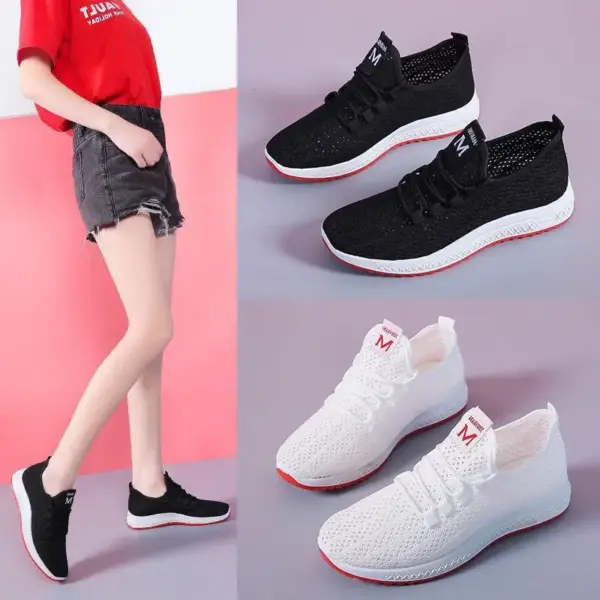 Ayakkabi Erkek Lace-up Canvas Casual Women Flat Shoes  Fly Knit Mesh Sports Shoes  Casual Slip  Shoes  Female Mesh Soft  Breatha
