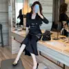 ZYHT 10206 Trending Products 2025 Ladies Two Piece Set Black Women Clothing Spaghetti Strap Long Dress