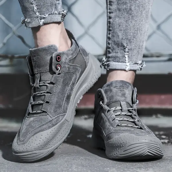 New Men's Casual Shoes Plush Single Shoes Large Leather Shoes with Soft Soles