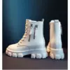 YiXin Fall Winter Boots for Women 2022 Thickened Warm Soft Plain Color Leather Boots Women Shoes