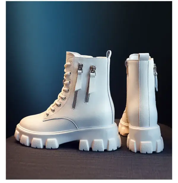 YiXin Fall Winter Boots for Women 2022 Thickened Warm Soft Plain Color Leather Boots Women Shoes