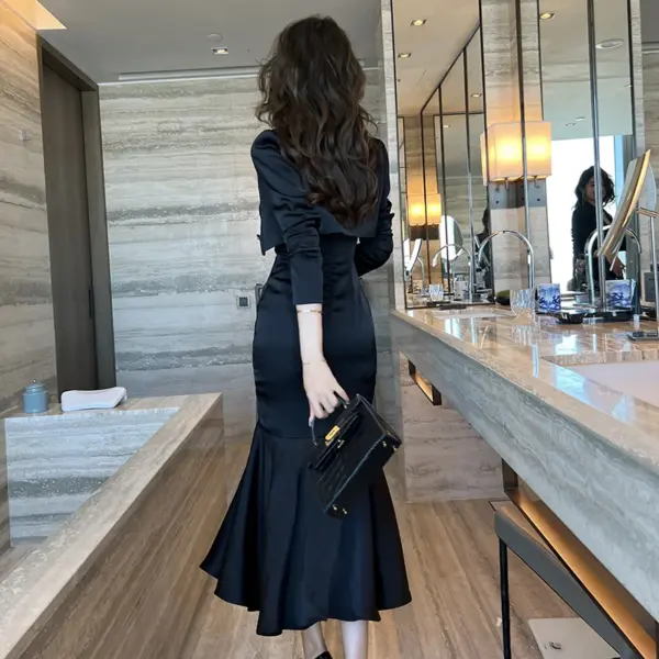 ZYHT 10206 Trending Products 2025 Ladies Two Piece Set Black Women Clothing Spaghetti Strap Long Dress