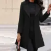 SM1042 Custom LOGO Mid-length Korean Version Wool Lapel Thin Winter Coat Solid Color Slim Ladies Woolen Coats for Women