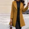 SM1042 Custom LOGO Mid-length Korean Version Wool Lapel Thin Winter Coat Solid Color Slim Ladies Woolen Coats for Women