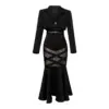 ZYHT 10206 Trending Products 2025 Ladies Two Piece Set Black Women Clothing Spaghetti Strap Long Dress