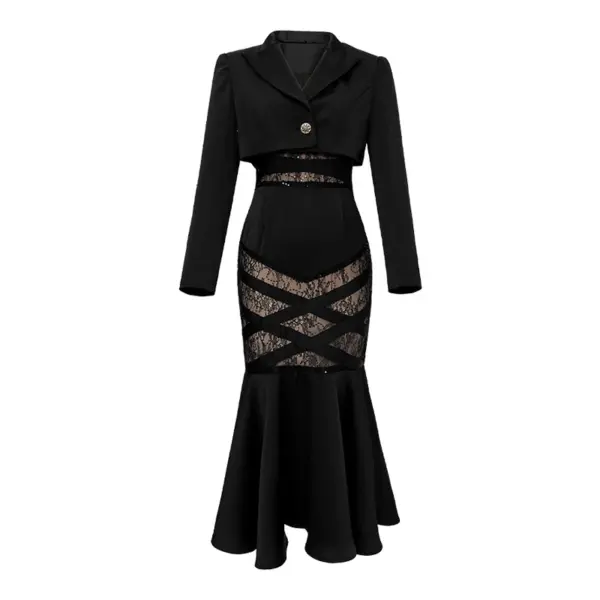 ZYHT 10206 Trending Products 2025 Ladies Two Piece Set Black Women Clothing Spaghetti Strap Long Dress