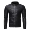 High Quality Classic Biker Motorcycle Pu Faux Blazer Slim Fit Windproof Black Leather Jacket for Mens Chaqueta De Cuero