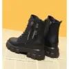 YiXin Fall Winter Boots for Women 2022 Thickened Warm Soft Plain Color Leather Boots Women Shoes