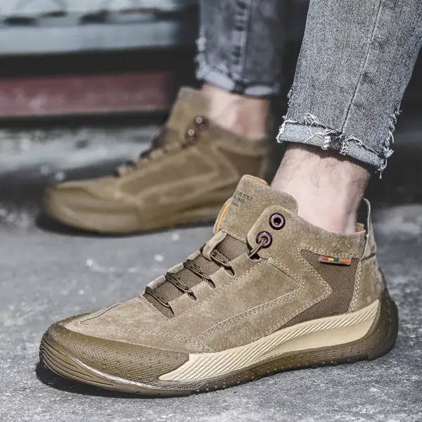 New Men's Casual Shoes Plush Single Shoes Large Leather Shoes with Soft Soles