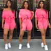 Wholesale Summer Short Reflective Sexy Trendy Neon Two Piece Set for Woman Clothing Women Short Sets Drop Shipping