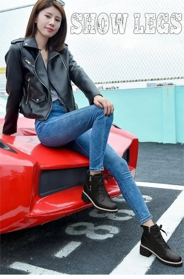 Women Ankle Boots 2025 New Design Round Toe Fashion Martin Boots Trend Thick Heels Boots Women Shoes