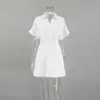 OOTN A-line Dress Women's Clothing 2024 New Dress Women's Summer Short Sleeved Lapel Shirt Streetwear Dresses White