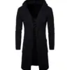 New Style Wholesale Knitted  Fashion Men's Long Sleeves Knitwear Coat Autumn Winter Long Length Cardigan Hoodie Sweater