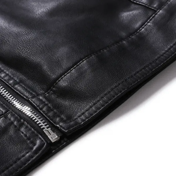 High Quality Classic Biker Motorcycle Pu Faux Blazer Slim Fit Windproof Black Leather Jacket for Mens Chaqueta De Cuero