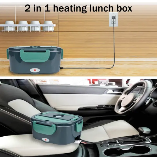 B10-1292 Amz Top Seller 1.5L Stainless Steel Portable Electric Food Container Heating Lunch Box Food Warmer with Carry Bag