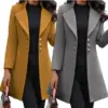 SM1042 Custom LOGO Mid-length Korean Version Wool Lapel Thin Winter Coat Solid Color Slim Ladies Woolen Coats for Women