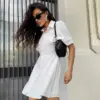 OOTN A-line Dress Women's Clothing 2024 New Dress Women's Summer Short Sleeved Lapel Shirt Streetwear Dresses White