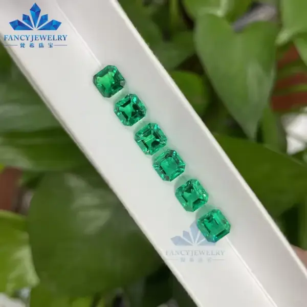 FancyJewelry in Stock Top Quality  Colombia Lab Grown Emerald Asscher Cut 6x6mm Loose Gemstone  Wholesale