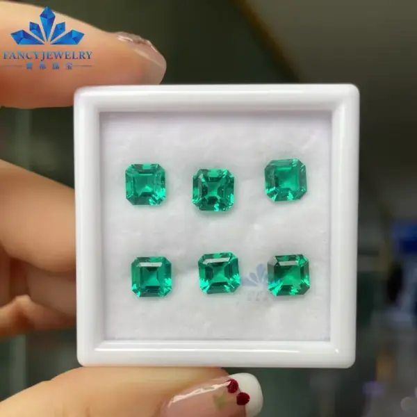 FancyJewelry in Stock Top Quality  Colombia Lab Grown Emerald Asscher Cut 6x6mm Loose Gemstone  Wholesale