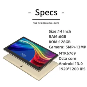 Big Screen 14 Inch FHD Touch Screen MTK6769 Octa Core Android 13.0 6GB+128GB Wifi 4G Network Tablet for Education