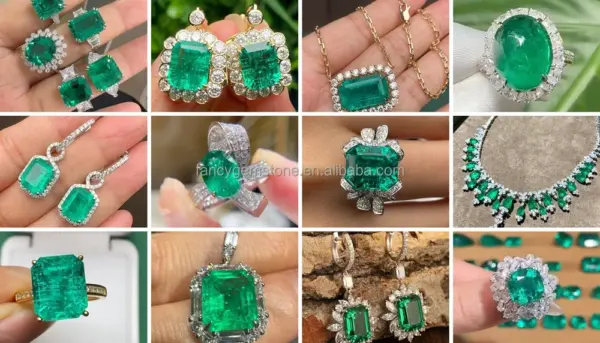 FancyJewelry in Stock Top Quality  Colombia Lab Grown Emerald Asscher Cut 6x6mm Loose Gemstone  Wholesale