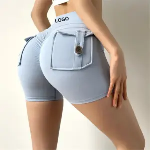 2023 New Workout Fitness Training High Waist Scrunch Butt Seamless Sports Yoga Biker Shorts With Pocket for Women