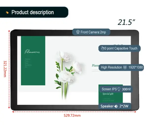 Sunworld YC-212H 21.5" Touch Screen Monitor RK3288 Quad Core Full HD Wall Mounted Android Tablet