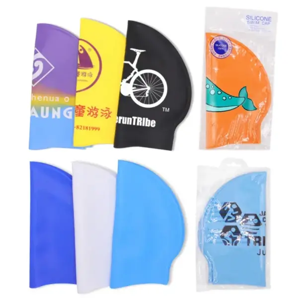 Stock Bulk 50g Silicone Waterproof Swim Cap Custom logo National Flag Print Swim Caps Sports Professional Swimming Cap