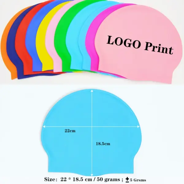 Stock Bulk 50g Silicone Waterproof Swim Cap Custom logo National Flag Print Swim Caps Sports Professional Swimming Cap