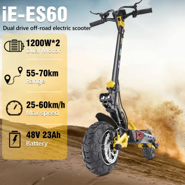 Fast Delivery Time IENYRID ES60 11-inch 48V/23Ah 1200W*2 Off-Road Electric Scooter for Adults UK/EU/US Stock