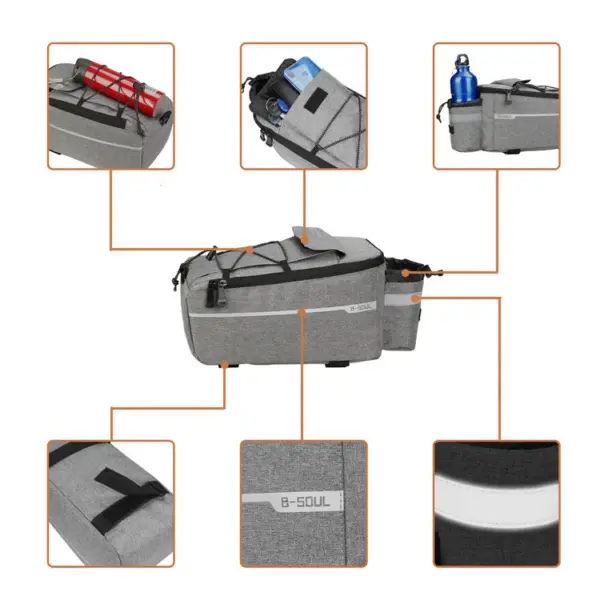 B-SOUL Large Capacity Waterproof Bicycle Bag Back Seat  Mountain Cycling Bike Pannier Bag for Travel