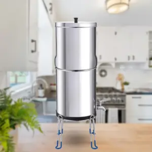 Outdoor Camping Stainless Steel Drinking Water Purifier Home Countertop Gravity Activated Carbon Water Filter